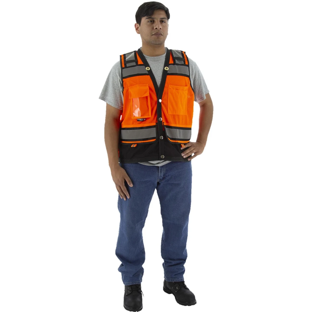 Majestic Hi Viz Heavy Duty Surveyor's Vest with Contrasting Stripes, ANSI 2 1