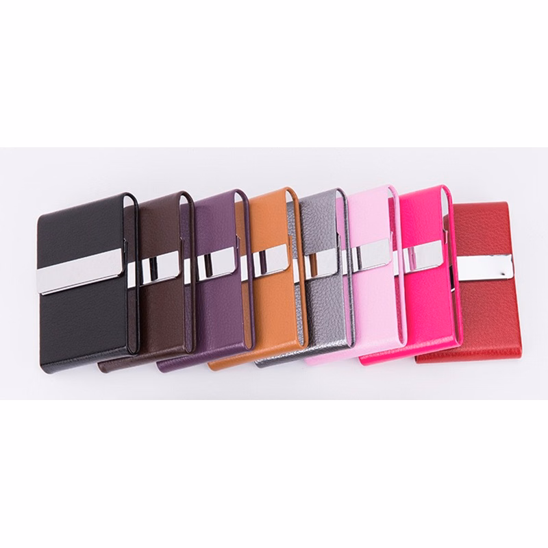 PU leather and stainless steel Business Card Holder