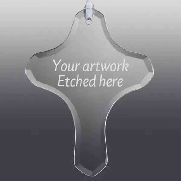 Blessing Cross Engraved Glass Ornament
