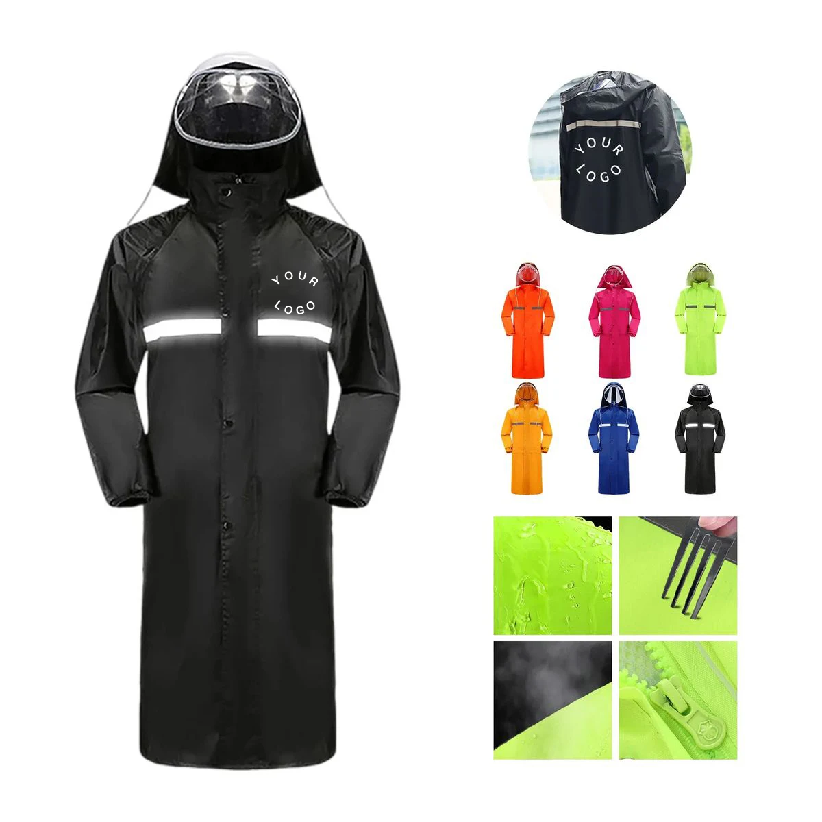 Oxford Fabric Waterproof Long Raincoat 1