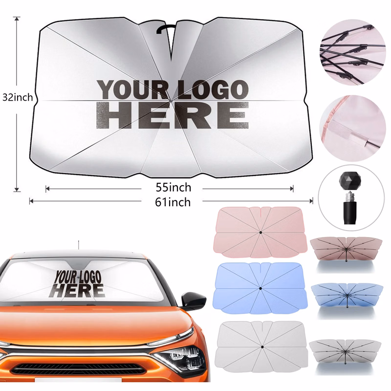 Car Front Sun Shade Foldable Umbrella with Bag