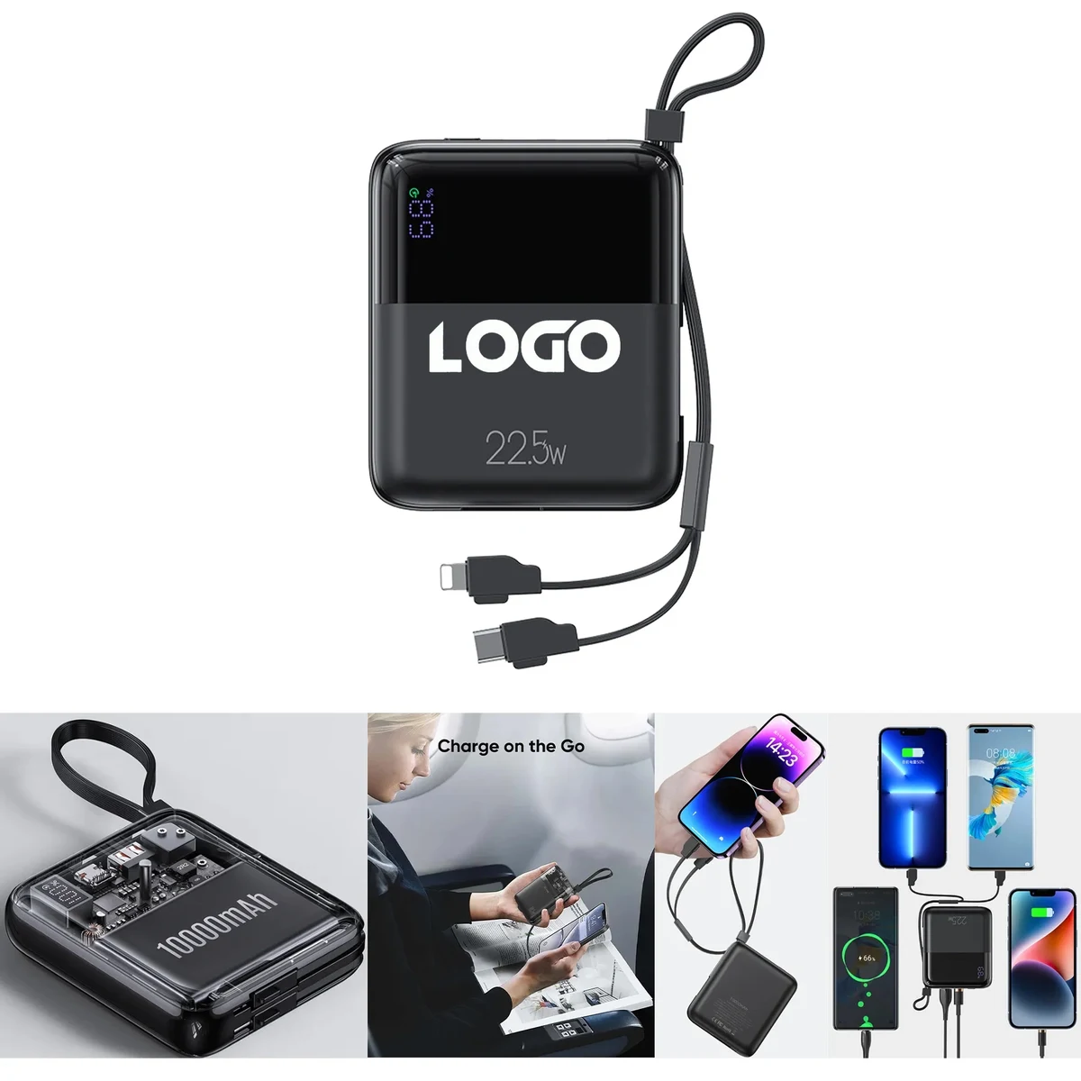 22.5w 10000mAh Portable Charger with Built-in Cable 1