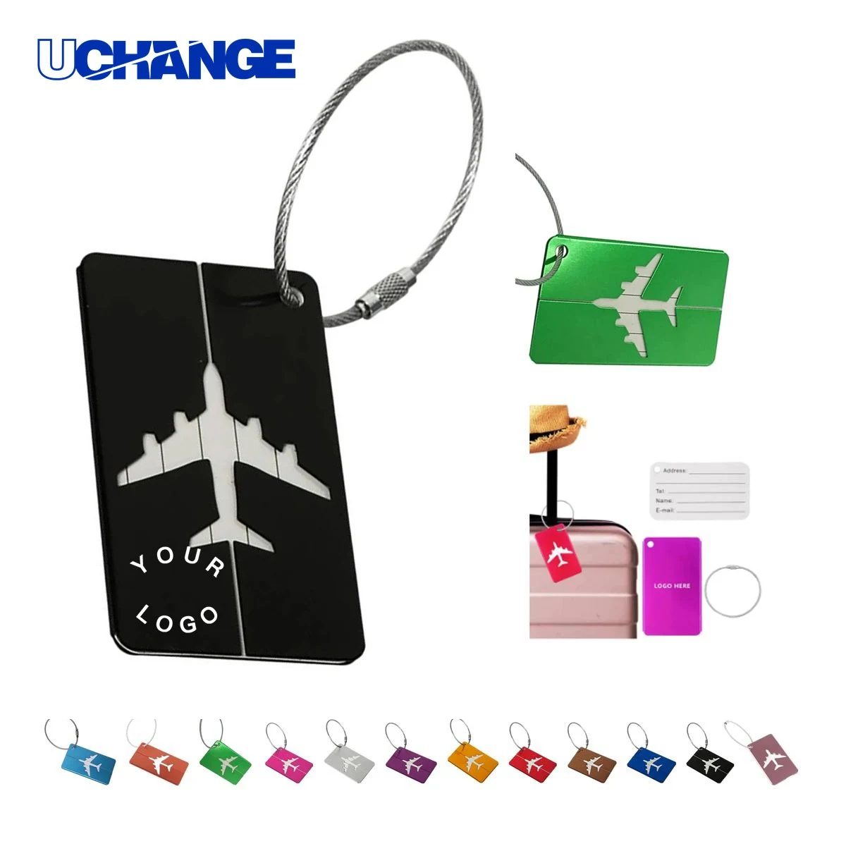 Aluminum Luggage Tag with Steel Wire Loop Durable 1