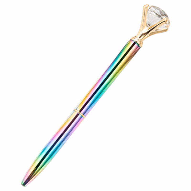 Big Crystal Diamond Pens Rainbow Metal Ballpoint