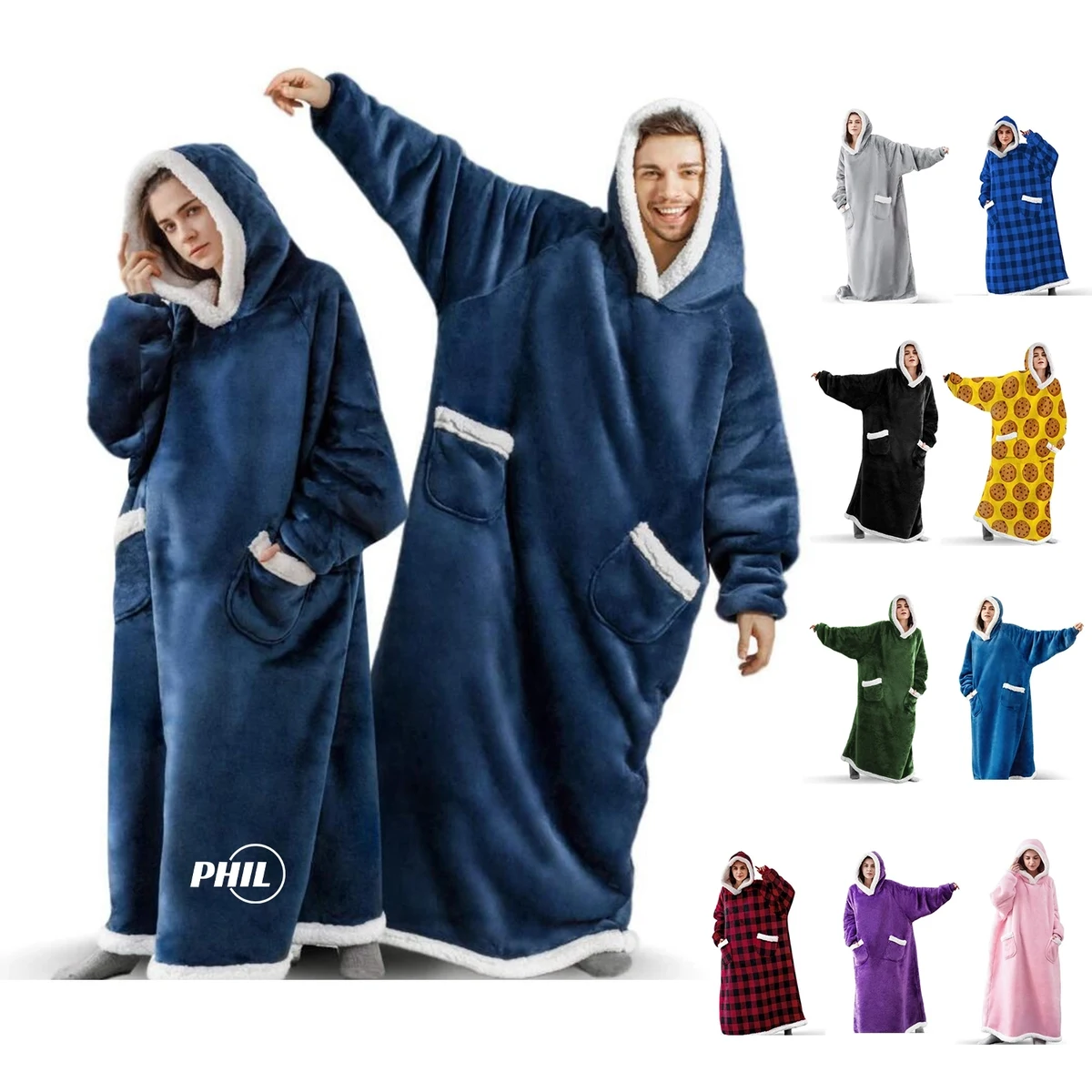 Ovesized Wearable Blanket Hoodie Long Sherpa Fleece, custom hoodie or sweatshirt with logo imprint 1