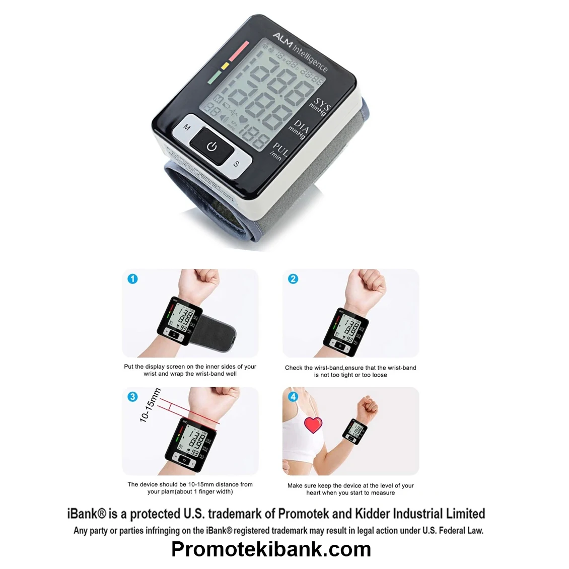 iBank ® Wrist Blood Pressure Monitor, Pulse Rate / Heart Rate Monitor 1