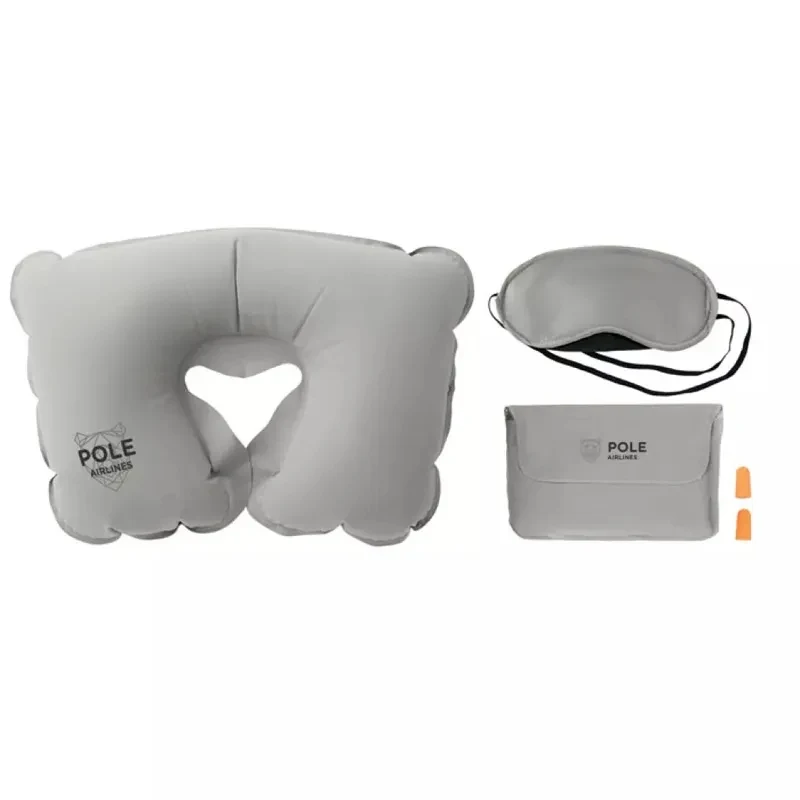 Travel Pillow Kit with Ear Plugs and Eye Mask 1