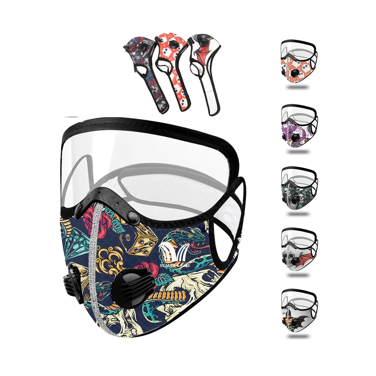 Halloween KN95 Face Mask Reusable with Safety Glasses 1
