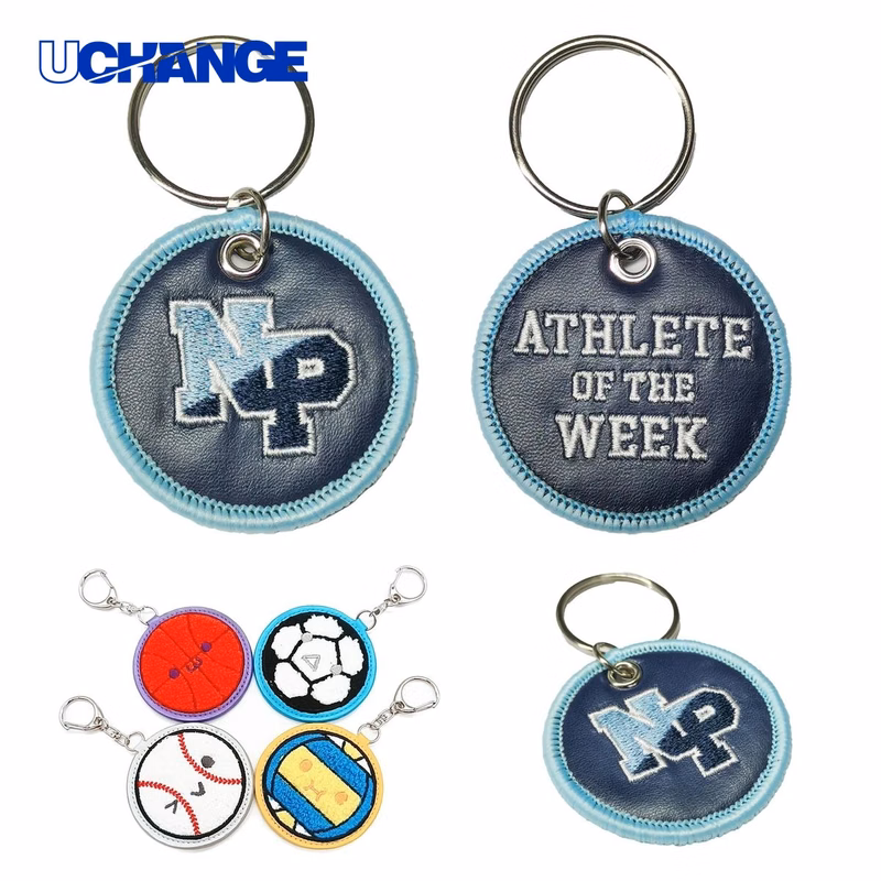 Leather Embroidered Keychain