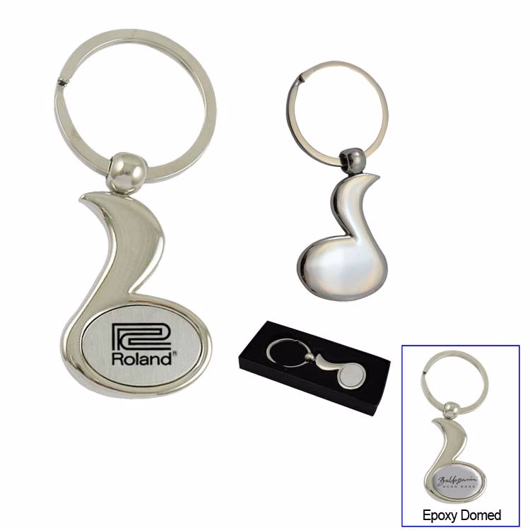 Music note chrome metal key chain-CLOSE OUT