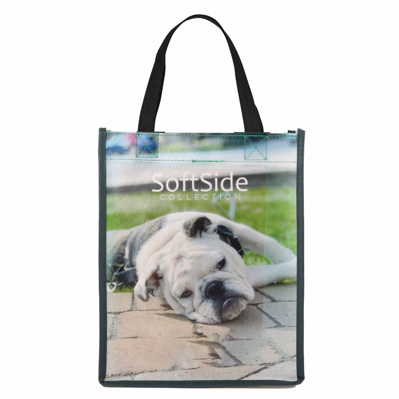 100 GSM PET Tote Bag: 8" W x 10" H x 4" D