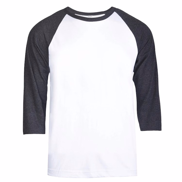 Men's 3/4 Sleeve Baseball T-Shirt - 2XL Charcoal/White