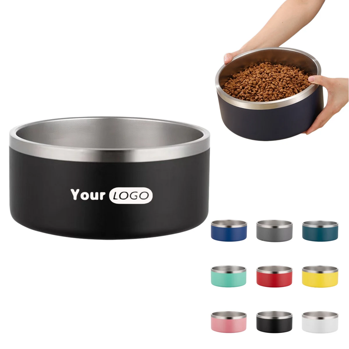 Custom Logo Stainless Steel Vacuum Insulated Dog Bowl 1