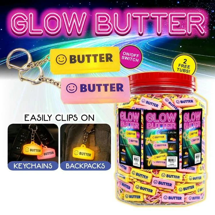 Light Up Butter LED Key Chain Assorted - 3.5" 1