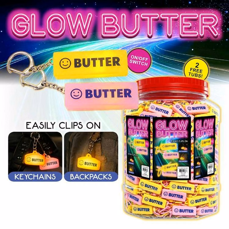 Light Up Butter LED Key Chain Assorted - 3.5"