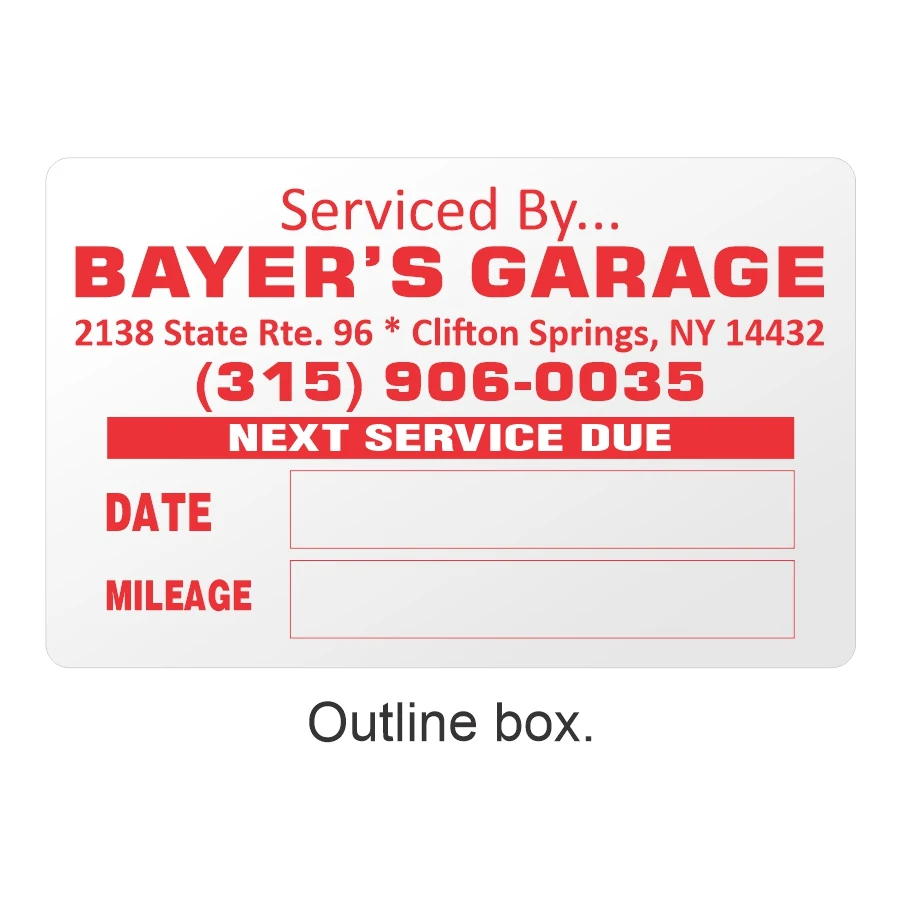 Oil Change Static Cling Sticker with Outline Box 1