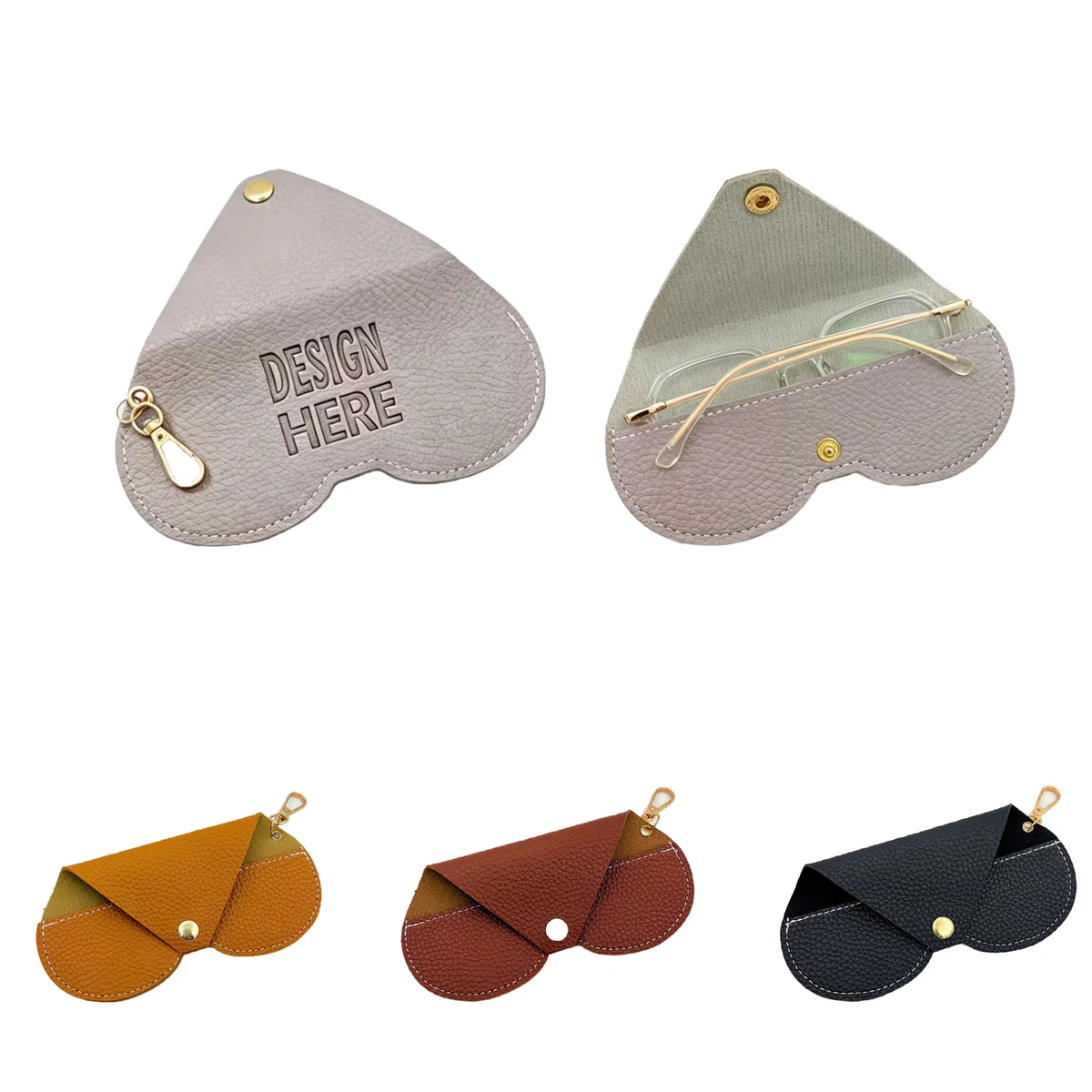 Snap Button PU Eyewear Storage Pouch 1