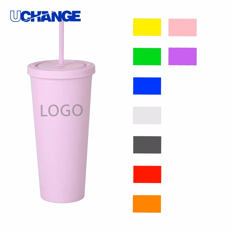 24oz Plastic Straw Cup Tumbler