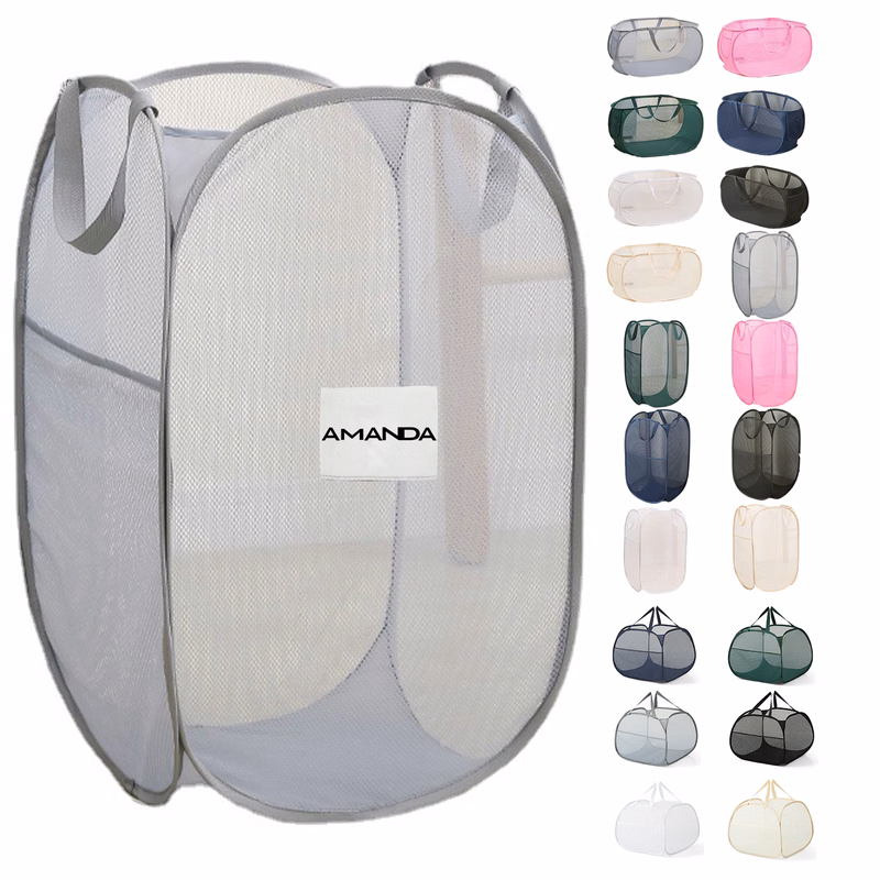 Foldable Pop Up Breathable Mesh Dirty Clothes Laundry Basket