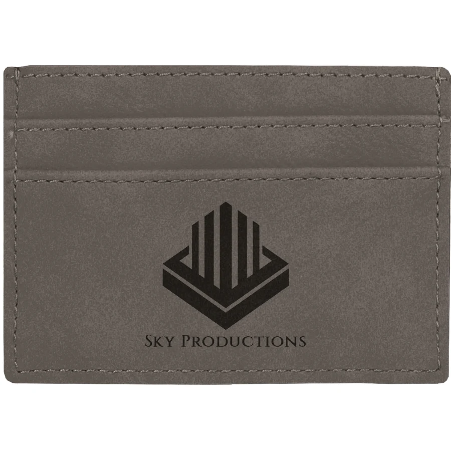 4" x 2 3/4" Gray Leatherette Wallet Clip 1