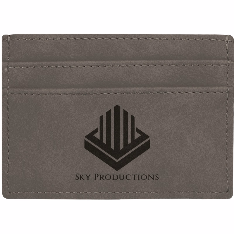 4" x 2 3/4" Gray Leatherette Wallet Clip