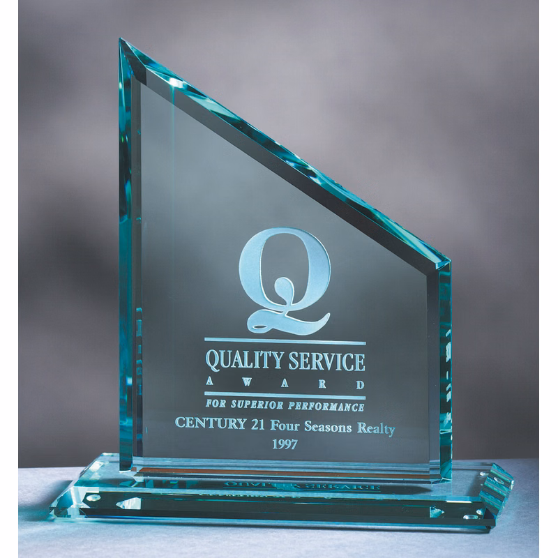 10" Jade Double Beveled Sierra Glass Award