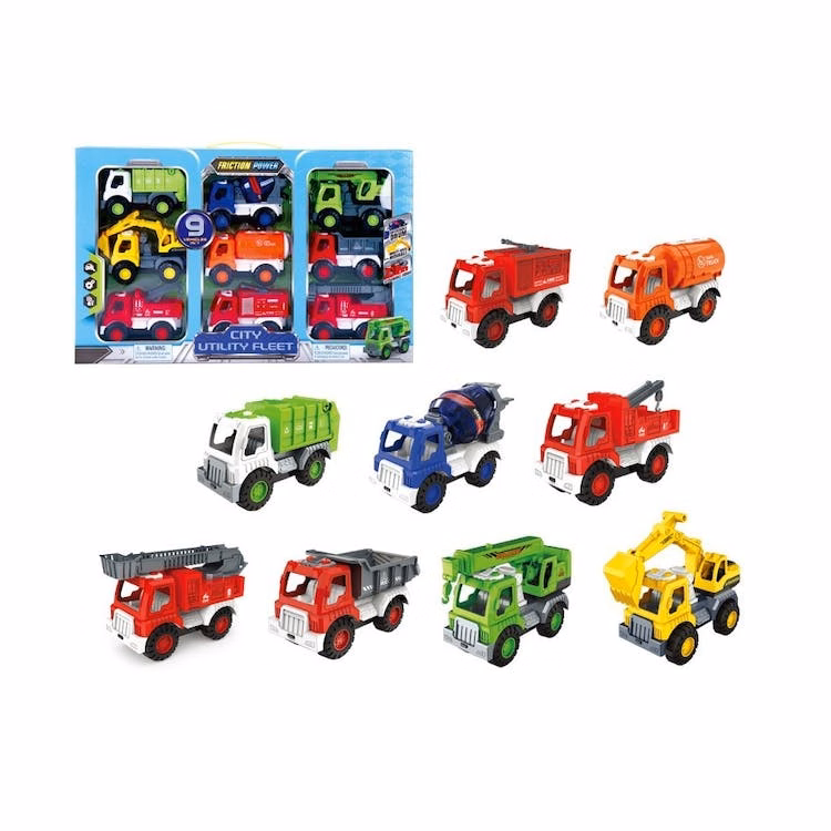 City Utility Toy Vehicle Sets - 5.5" 9 Pcs Friction
