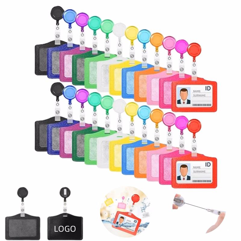 Business ID Card Badge Holder with Retractable Clip