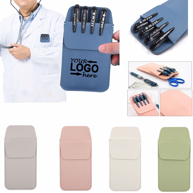 Pu Leather Nurse Pen Clip Sleeve Pocket