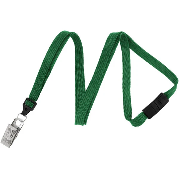 3/8" Breakaway Blank Lanyard w/Bulldog Clip (Kelly Green) 1