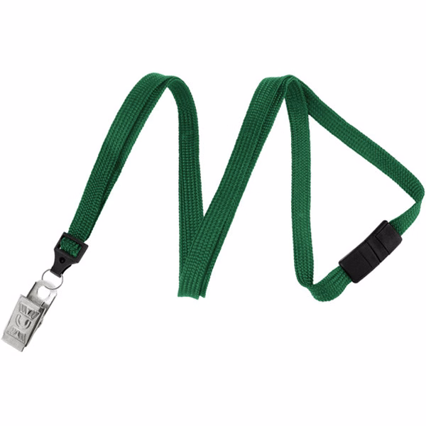 3/8" Breakaway Blank Lanyard w/Bulldog Clip (Kelly Green)