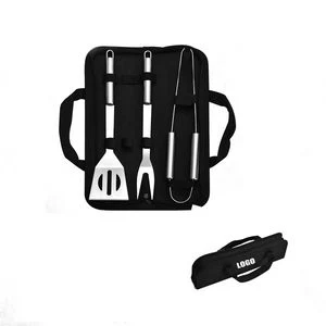 Stainless Steel Barbecue Tool Set With Shovel Fork And Tongs 1
