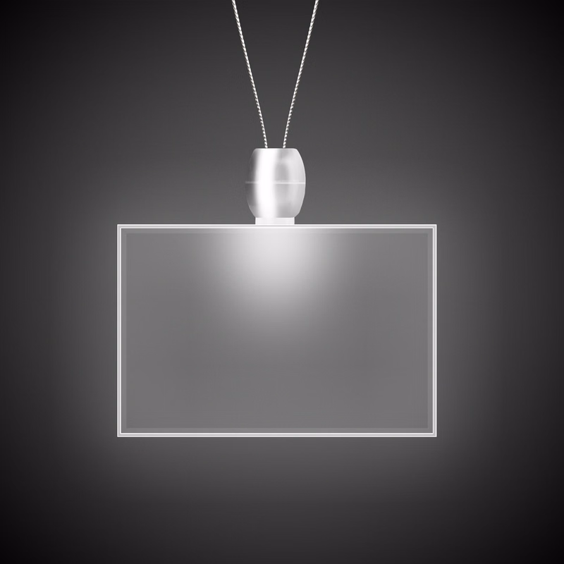 Rectangle White Light-Up LED Acrylic Pendant Necklace