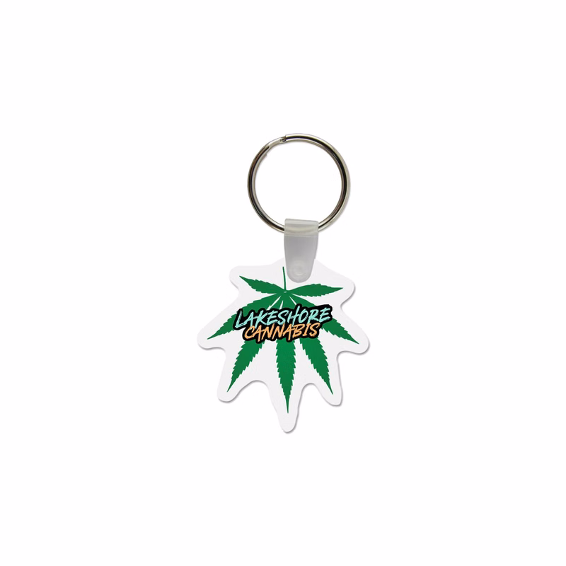 Cannabis Leaf Shaped USA Made Vinyl Keychain
