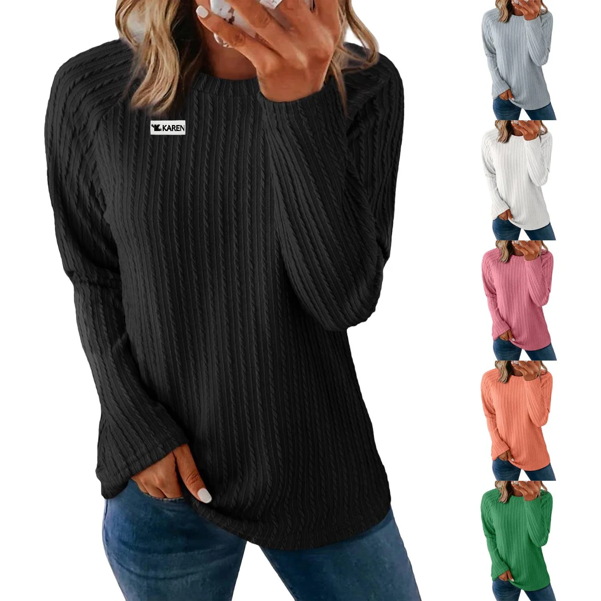 Women's Fall Crewneck Warm Sweater, custom hoodie or sweatshirt with logo imprint 1