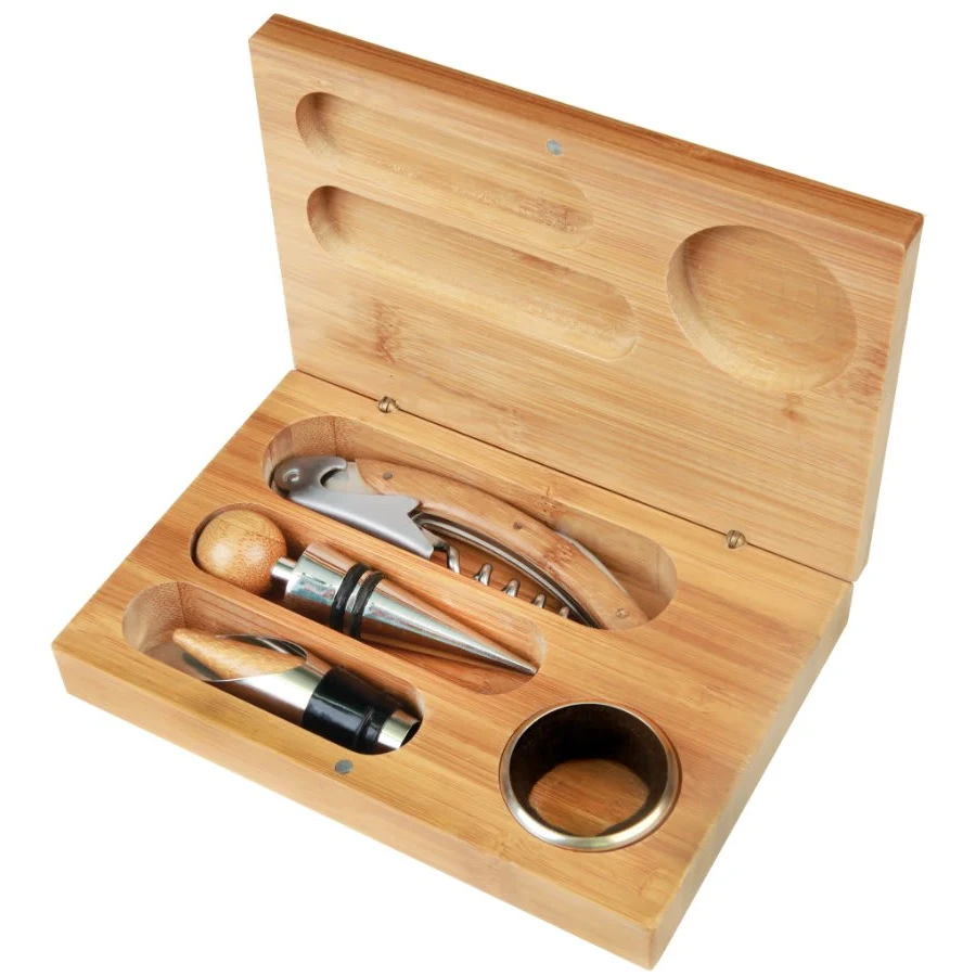 Bamboo 4-Piece Wine Tool Set 1
