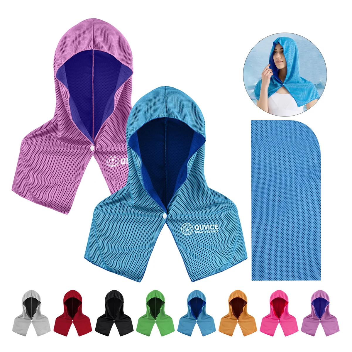 Quick-Dry U-Shaped UV Protection Cooling Hooded Towel 1