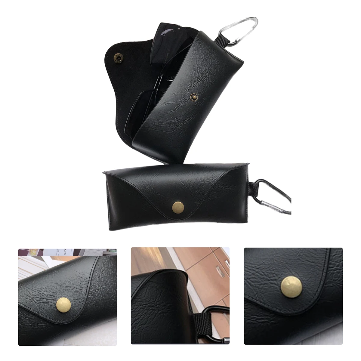 MOQ50 Personalized Leather Glasses Case with Snap Closure 1