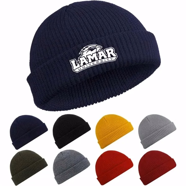 Custom Polyester Knit Beanie with Fold Cuff — Winter Outdoor Sports Gear