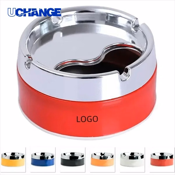Windproof Stainless Steel Ashtray with Lid for Outdoor Use