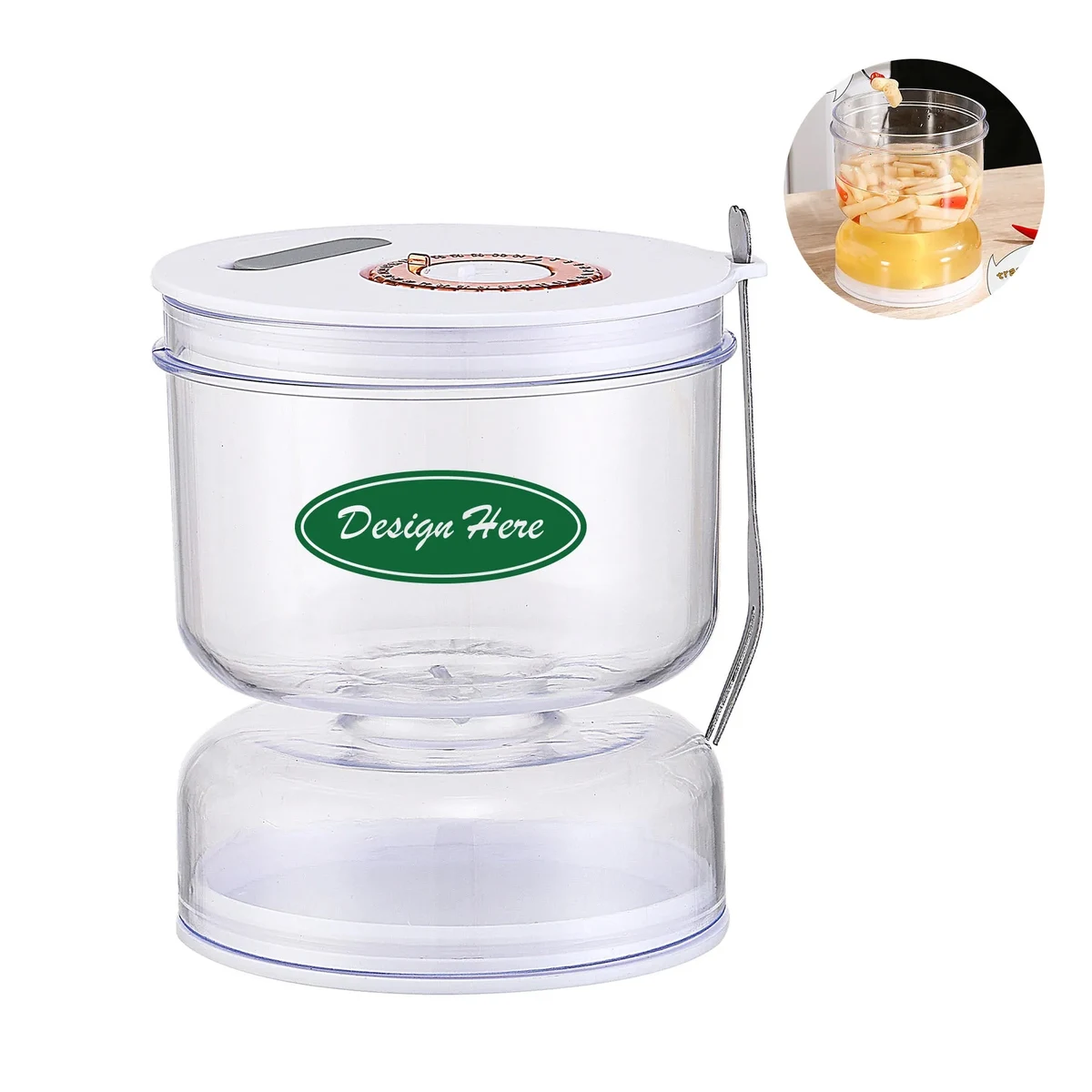 Kitchen dry and wet separation pickle jar with fork 1