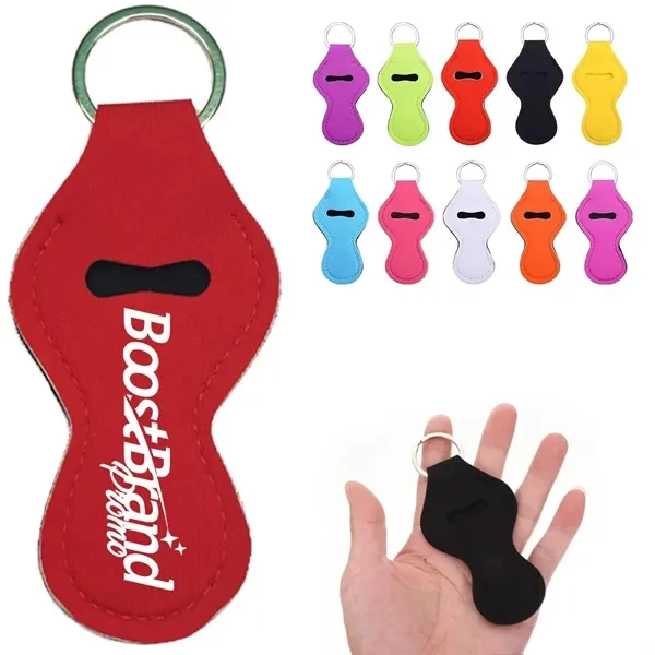 Custom Neoprene Lip Balm & Sanitizer Keychain Holder — Portable Essentials Promo 1