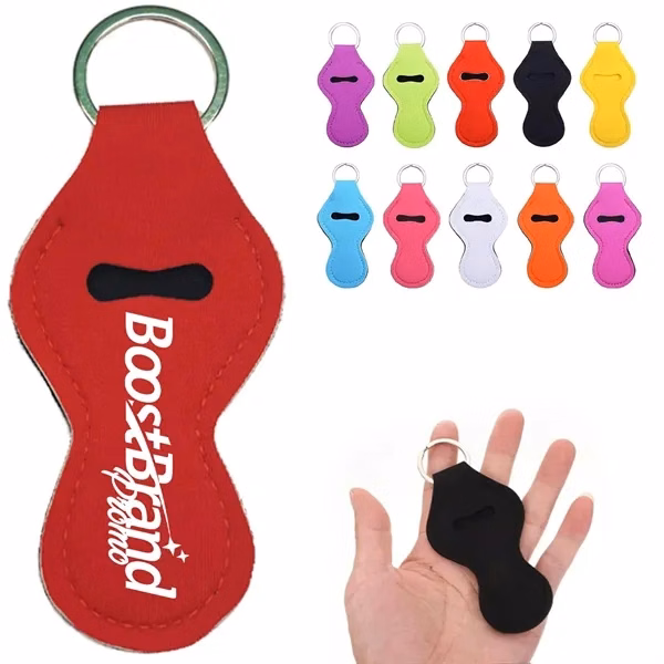 Custom Neoprene Lip Balm & Sanitizer Keychain Holder — Portable Essentials Promo