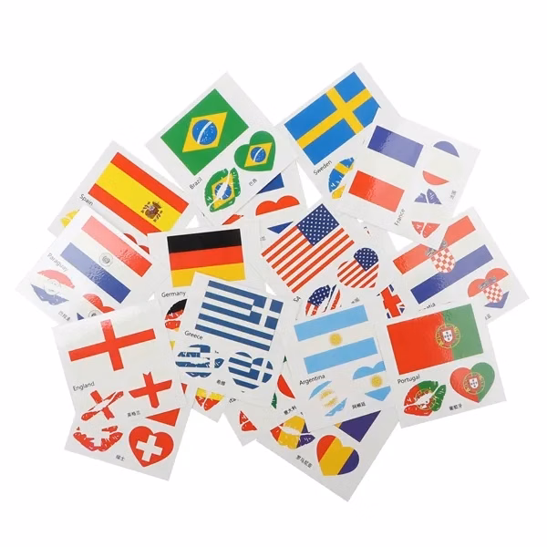 Custom Flag Face Tattoo Stickers 2.4" x 2.4" — Colorful Sports Event Decal