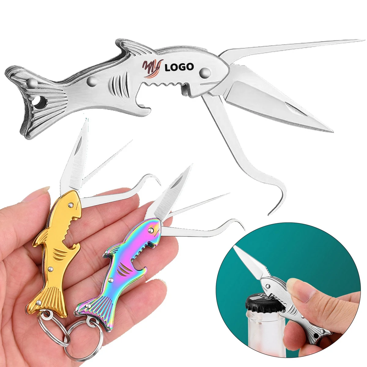 Shark-shaped Folding Knife With Keychain 1