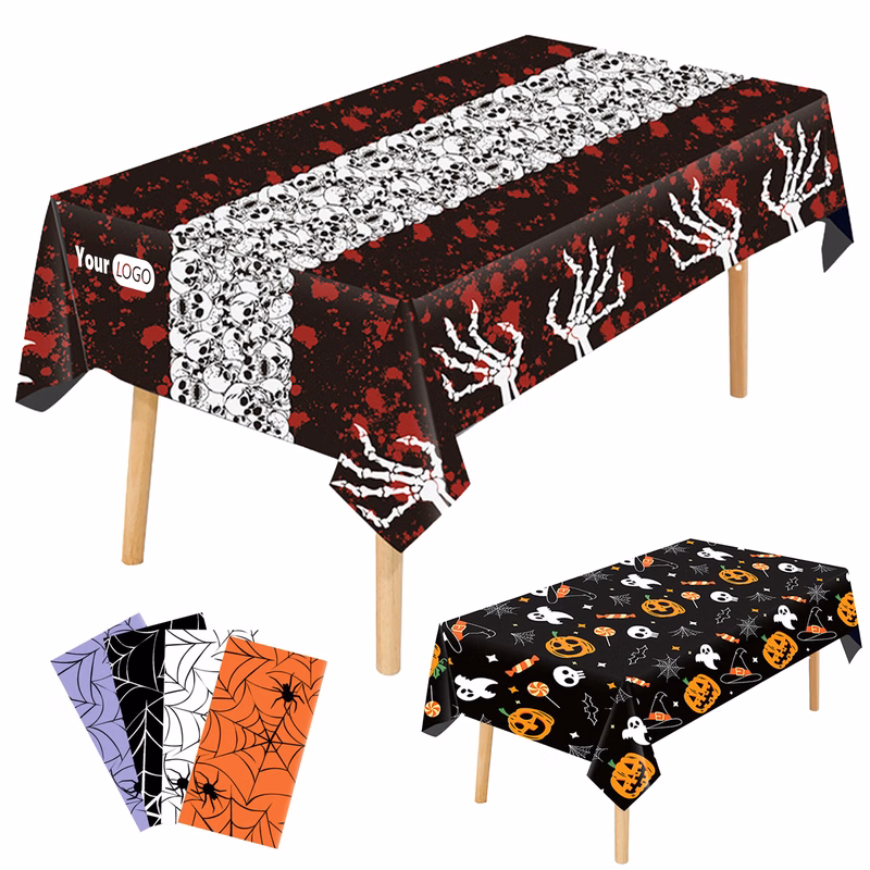 Plastic Easy-Clean Halloween Tablecloth ?C Oil-Proof And Reusable