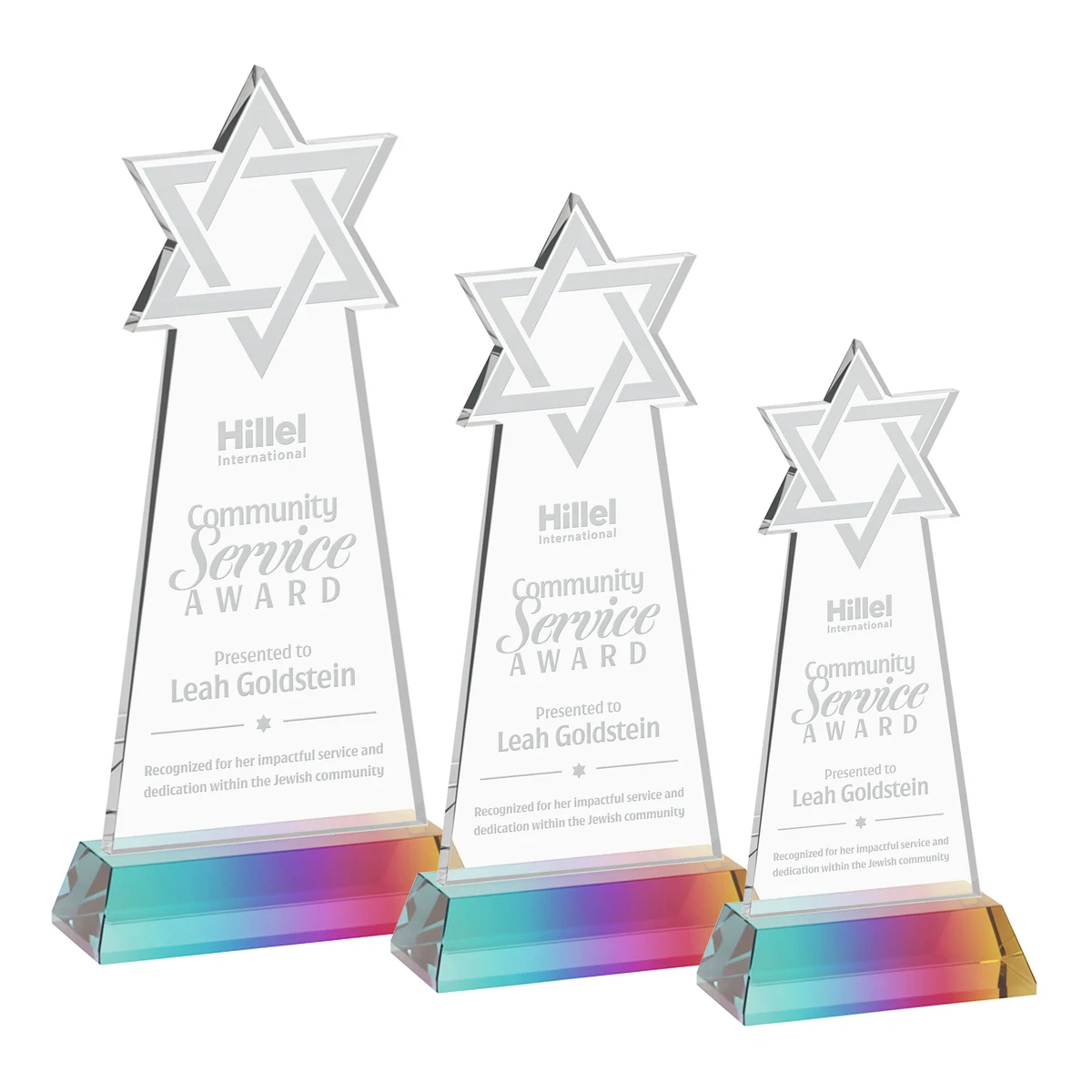 Star of David Award on Hartford Base - Prismatic 1