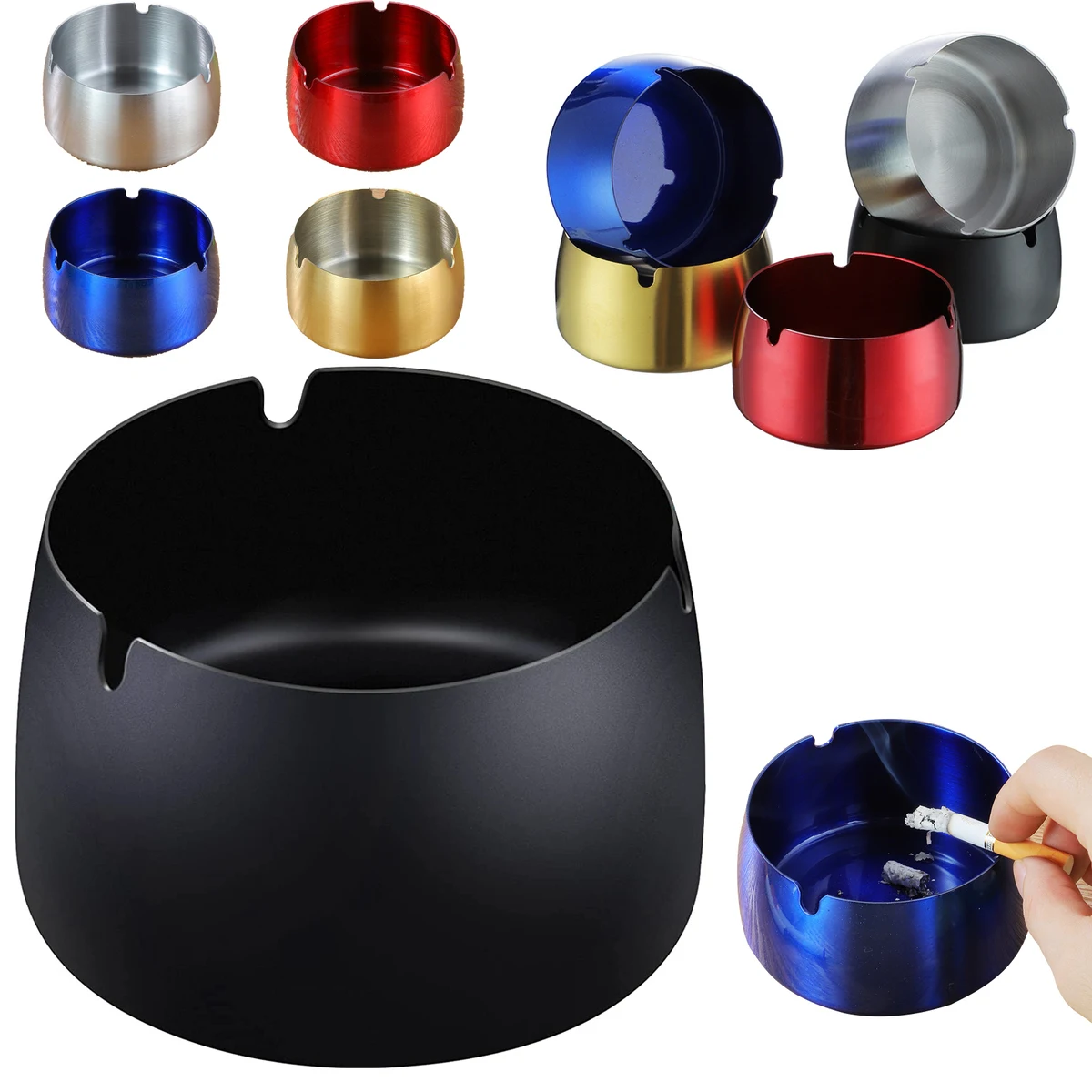 Windproof Stainless Steel Metal Ashtray 1
