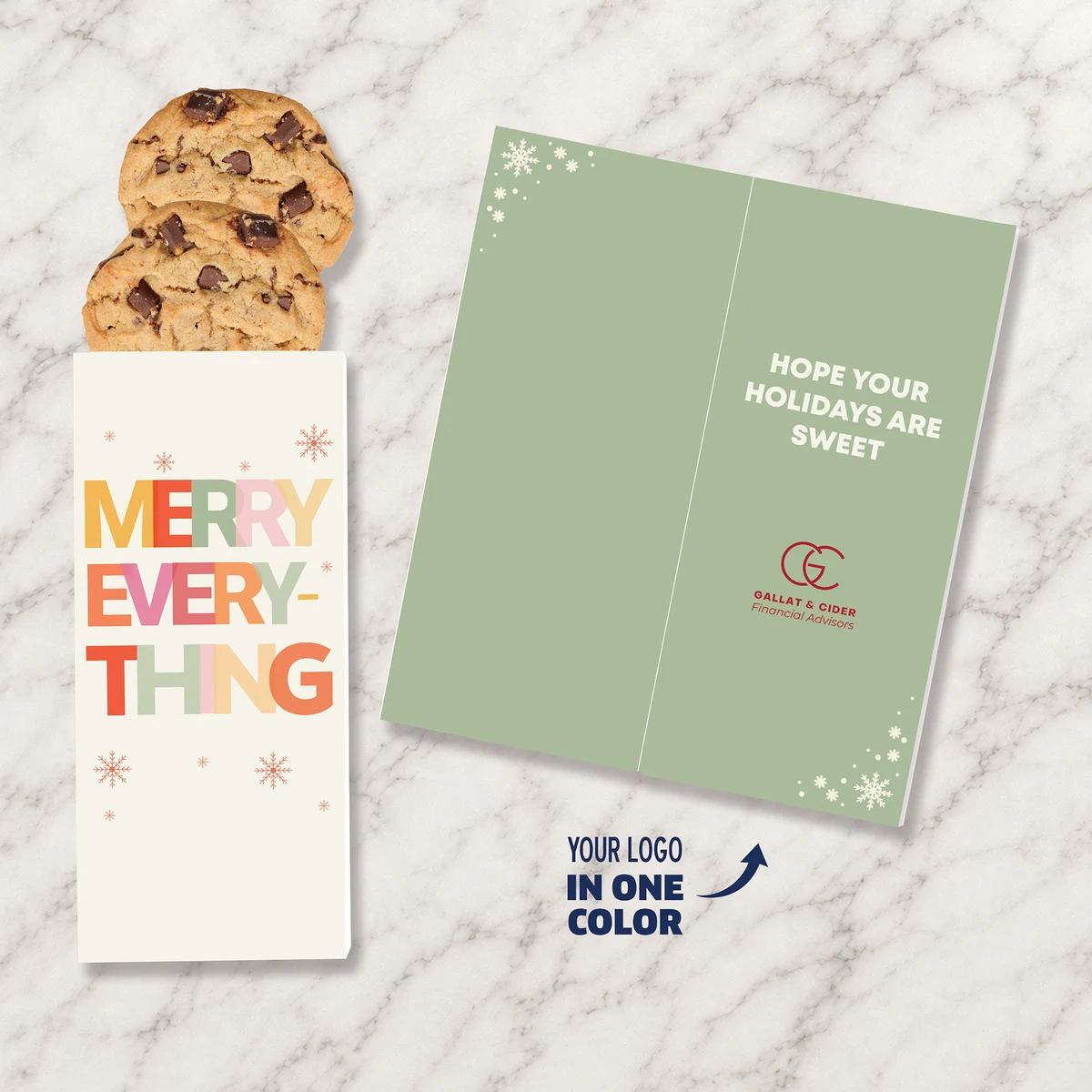 One Color Foil-Stamped Stock Holiday Sentiment Sweeter Cards with Chocolate Chip Cookies 1