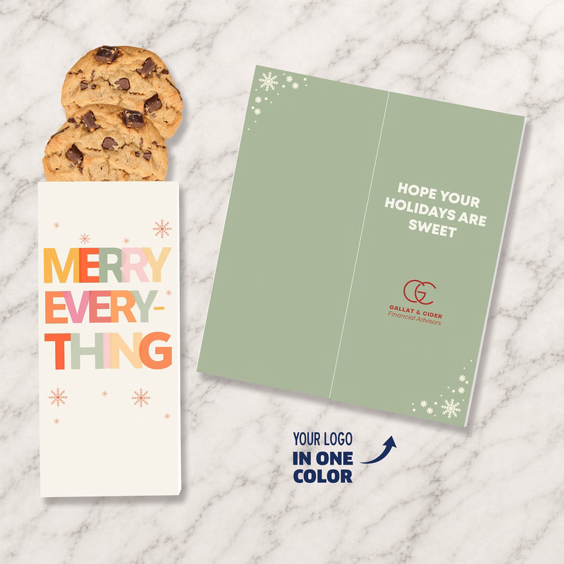 One Color Foil-Stamped Stock Holiday Sentiment Sweeter Cards with Chocolate Chip Cookies